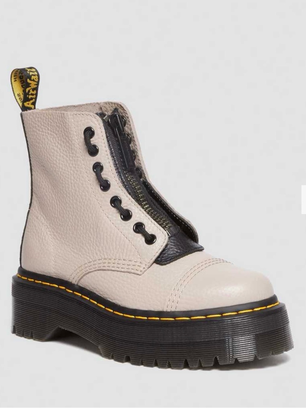 Dr. Martens Beige and Black Lace-Up Platform Boot